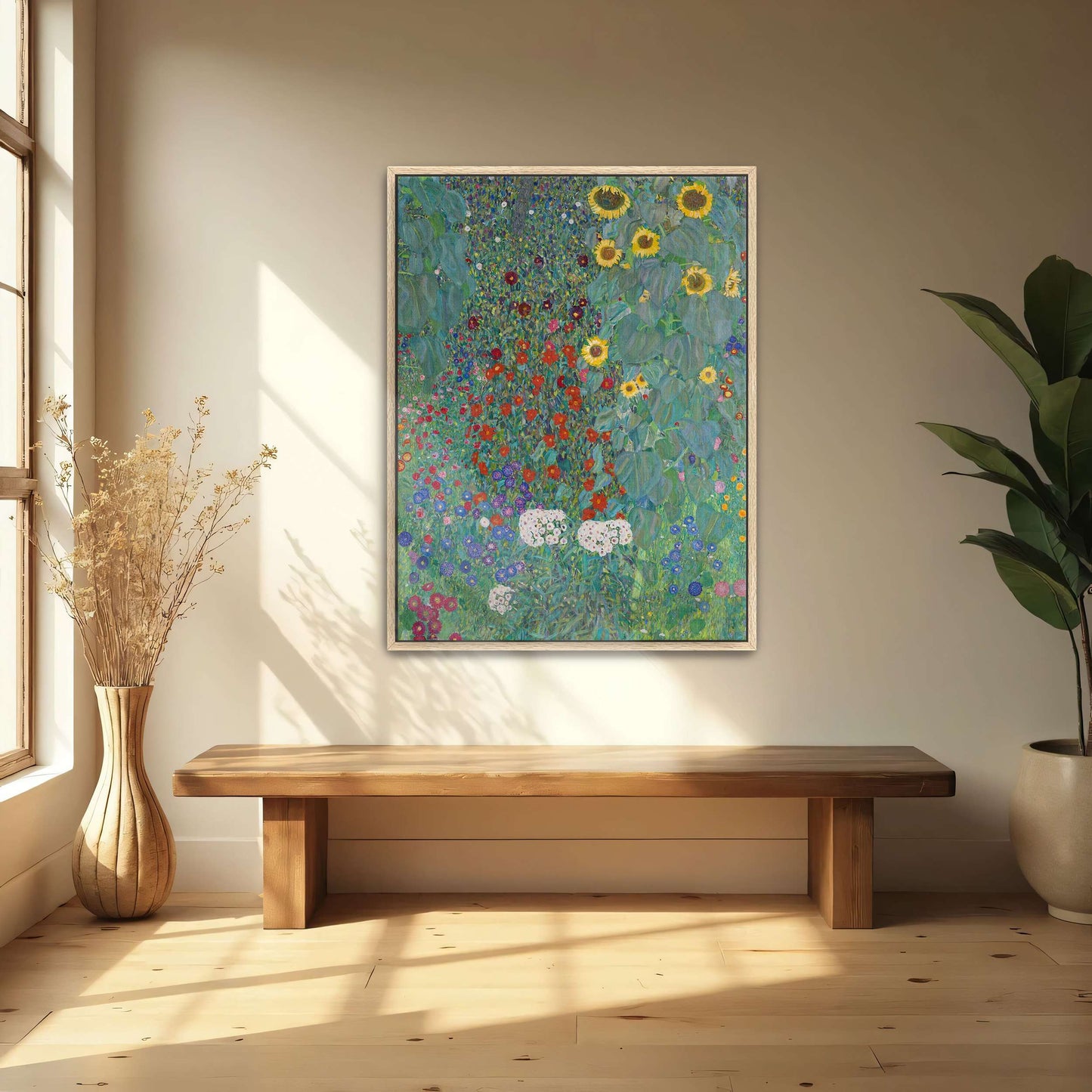 Sunflowers and wildflowers in a garden by Gustav Klimt
