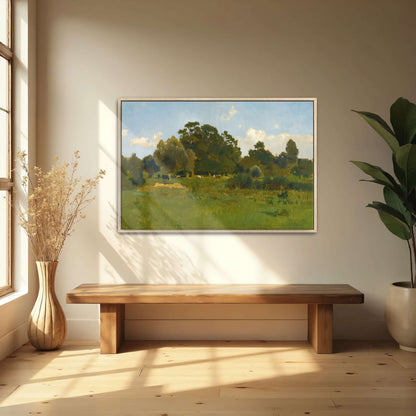 Pastoral Meadow With Cows Under Cloudy Sky By Eugen Jettel