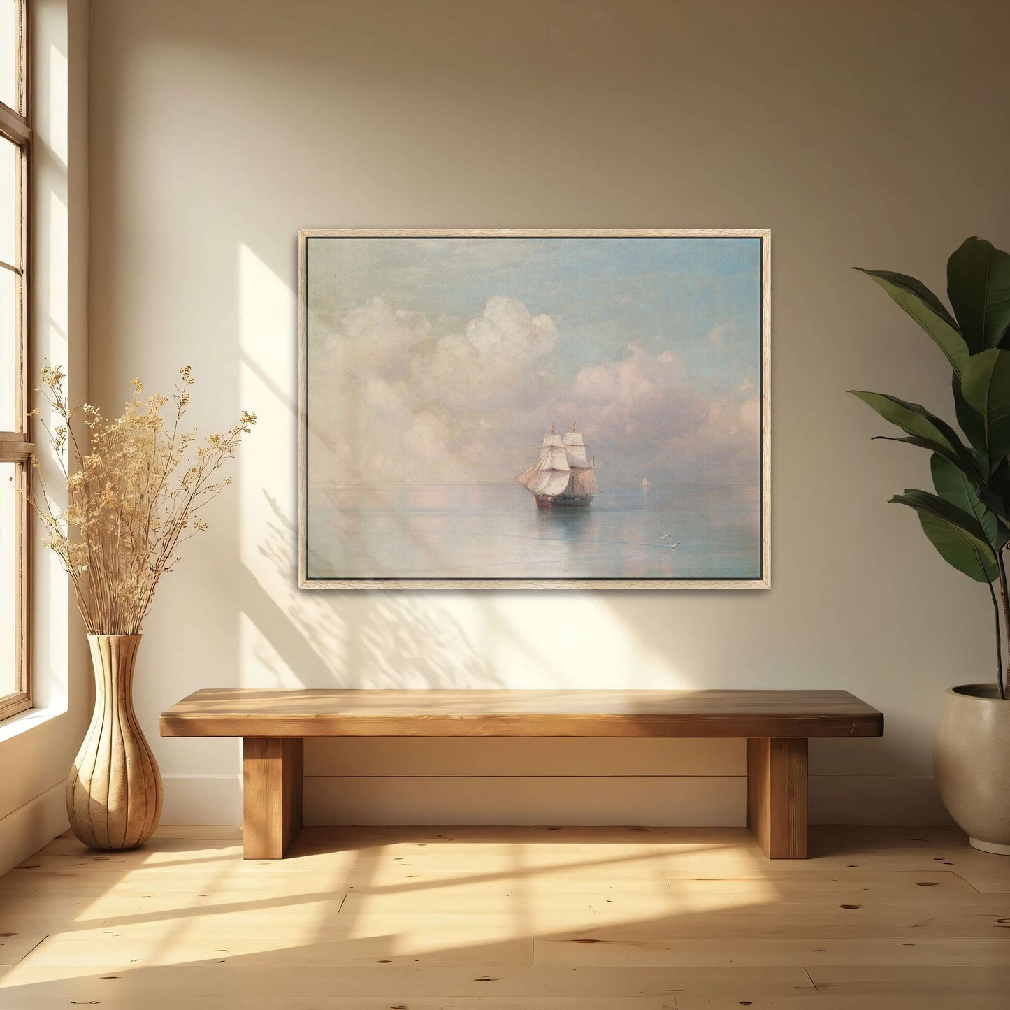 Sailboat on Calm Sea with Clouds by Ivan Konstantinovich Aivazovsky