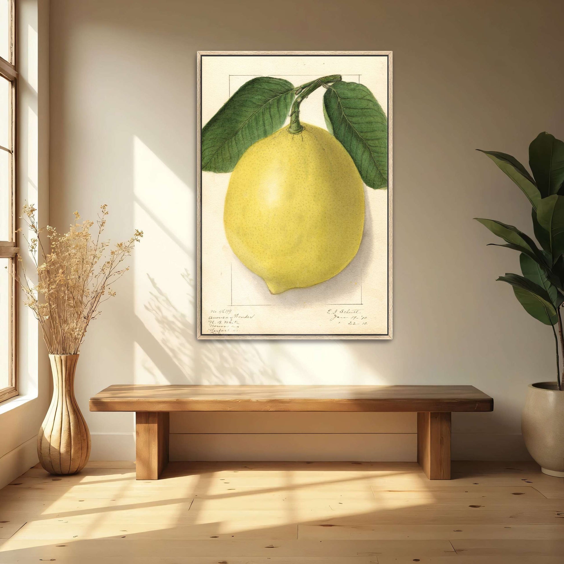 Lemon with leaves watercolor by Ellen Isham Schutt
