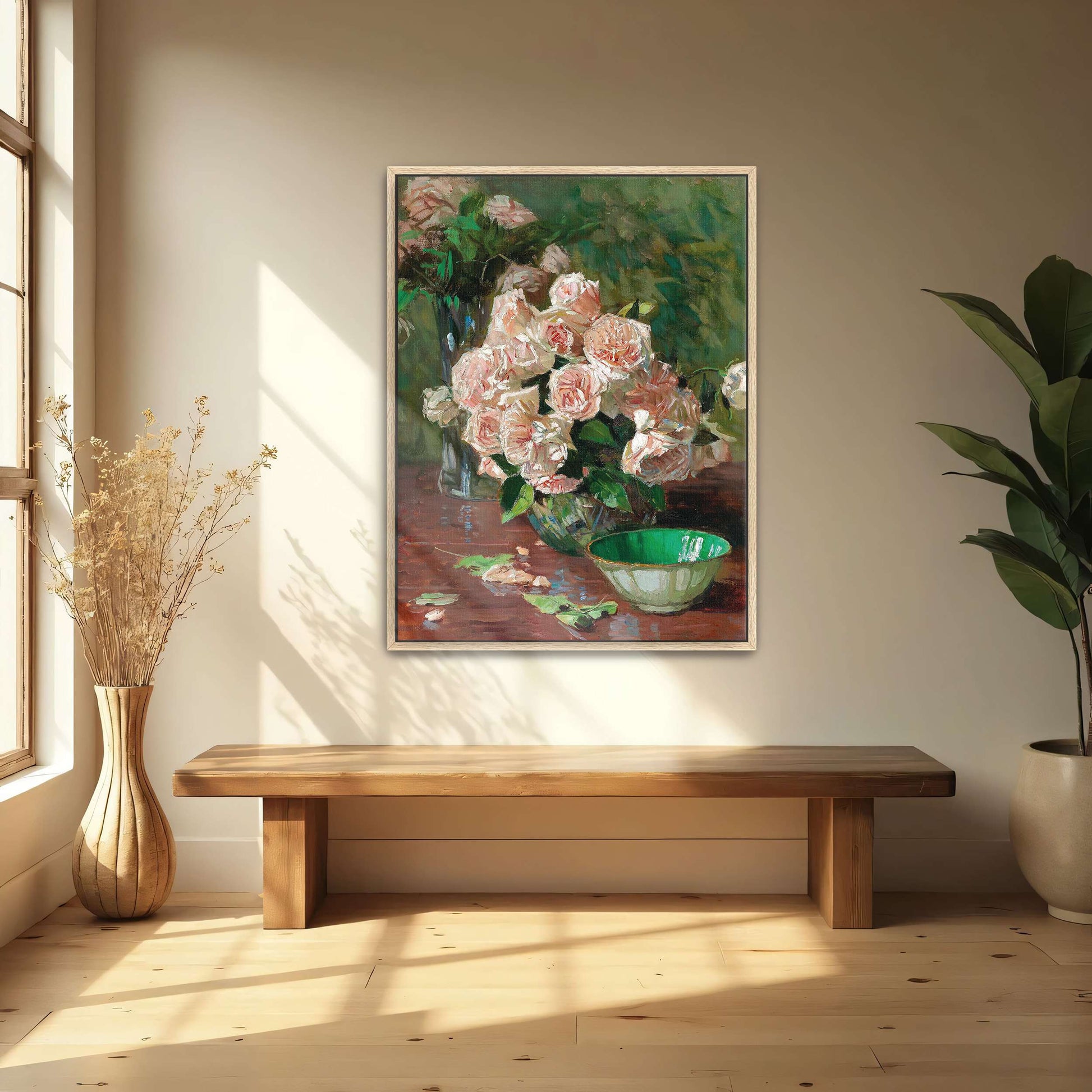 Roses in glass vases on table by Carl Moll