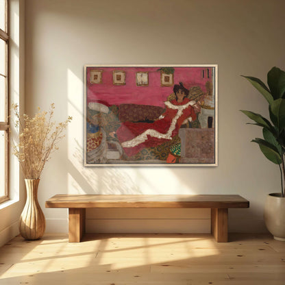 Woman in red dress on a couch by Édouard Vuillard