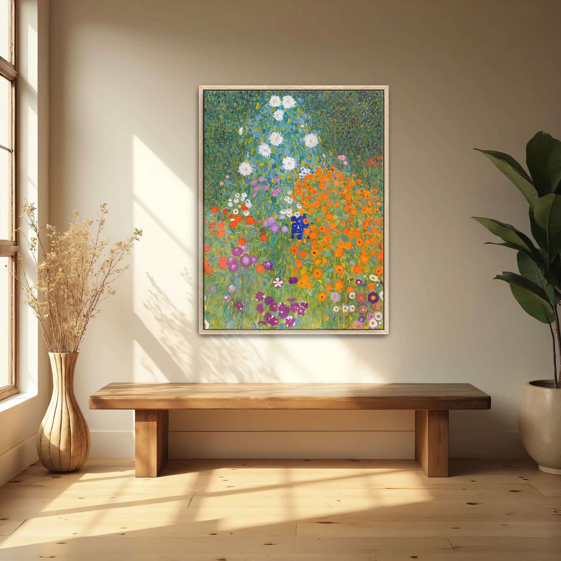 A vibrant garden with colorful flowers by Gustav Klimt