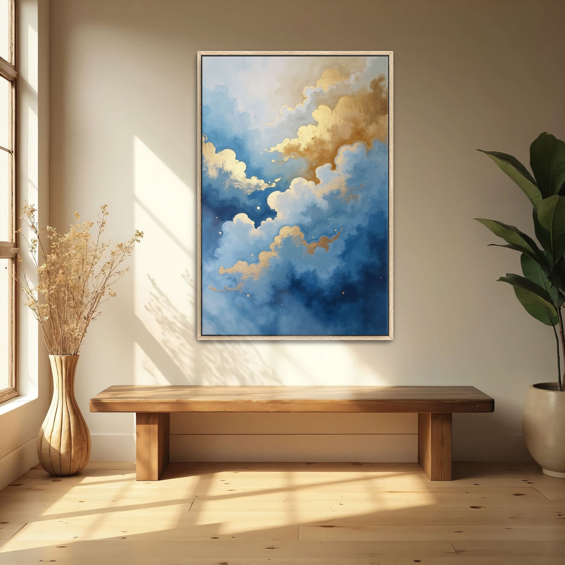 Abstract Gold And Blue Clouds By Yara Rabibzad