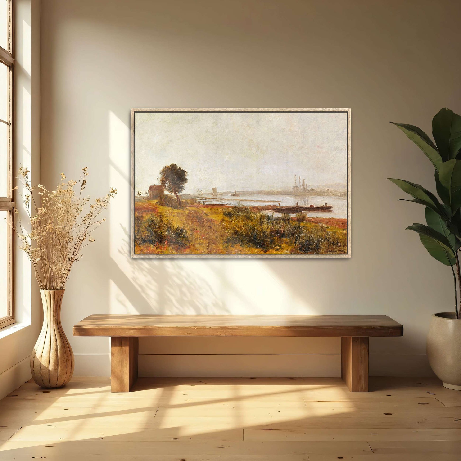 River Landscape with Boats and a House by Paul Baum