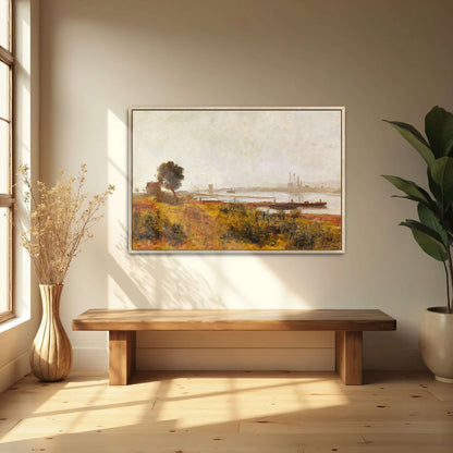 River Landscape with Boats and a House by Paul Baum