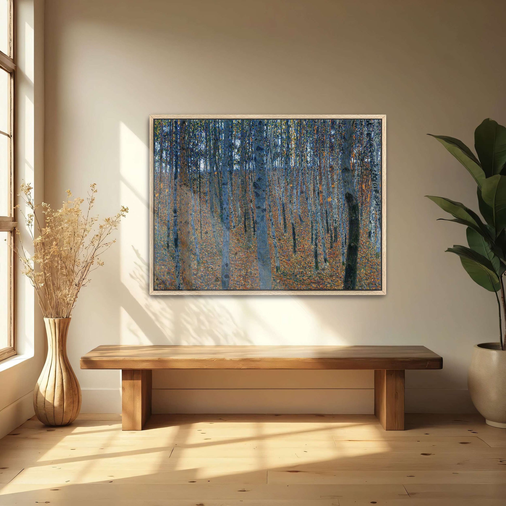 Forest scene with tall trees by Gustav Klimt