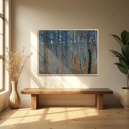 Forest scene with tall trees by Gustav Klimt