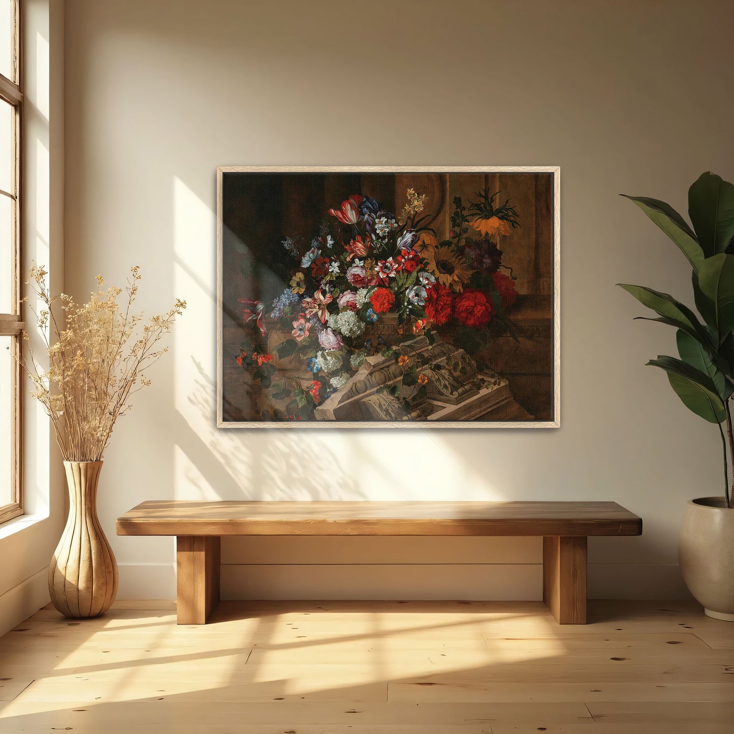 Flowers And Classical Ruins On A Terrace By Jean-Baptiste Monnoyer