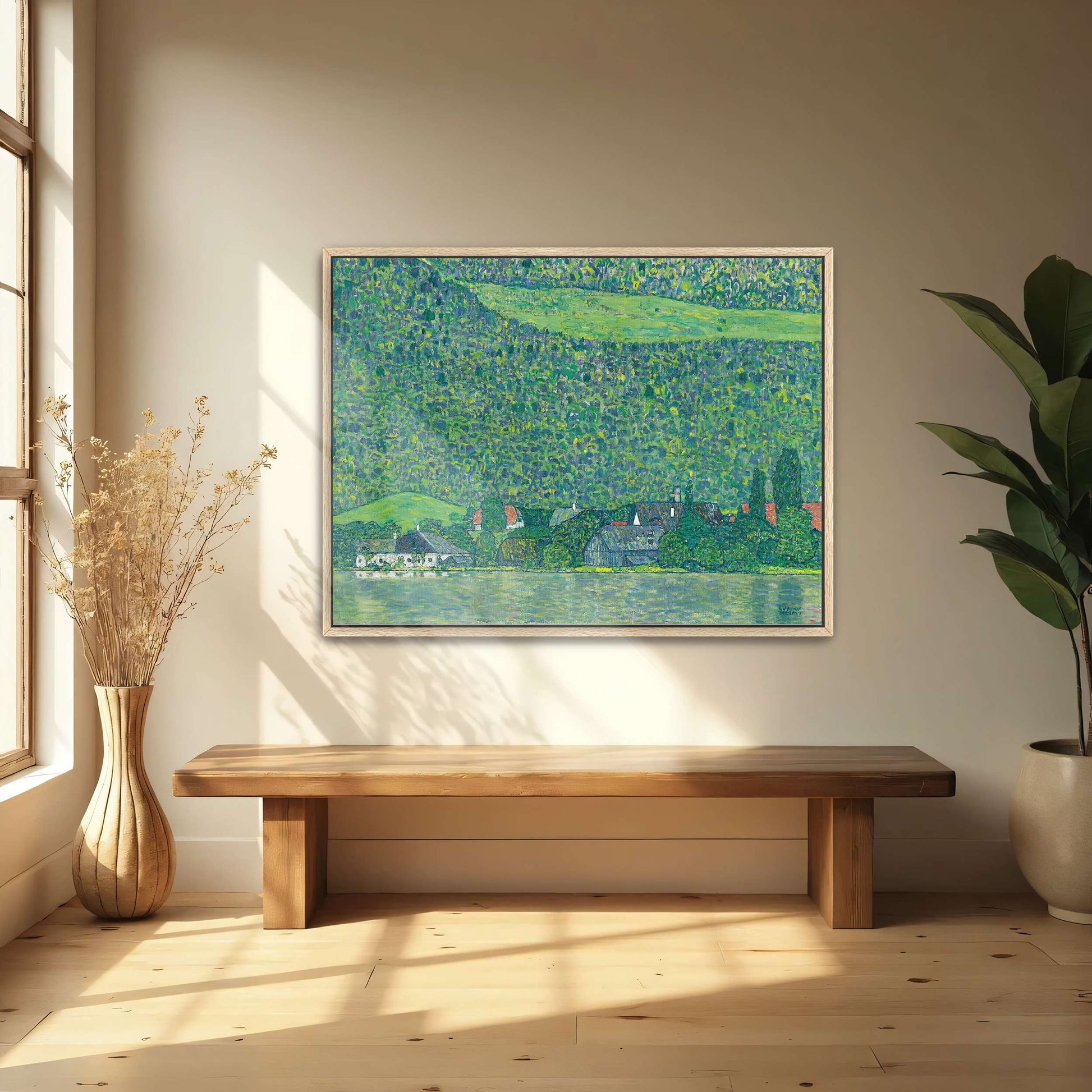 Village by a Lake with Green Hills by Gustav Klimt