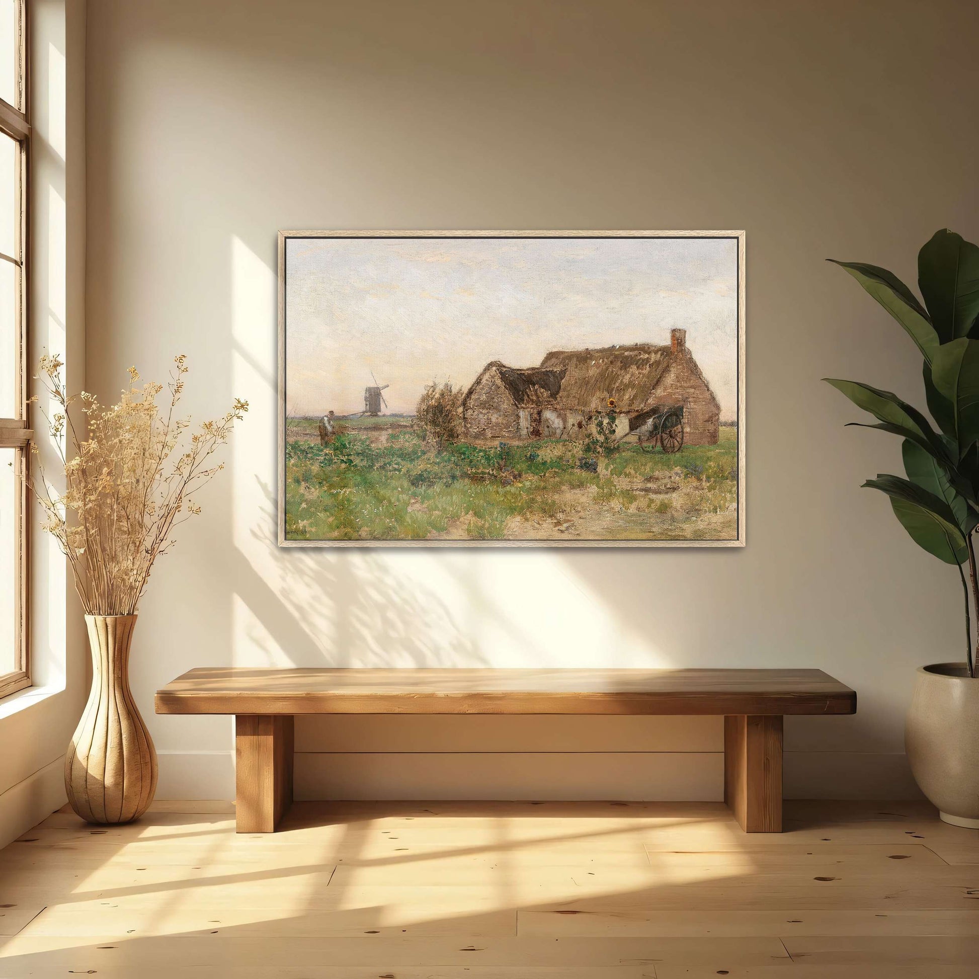 Rural scene with farmhouse, windmill by Eugen Jettel
