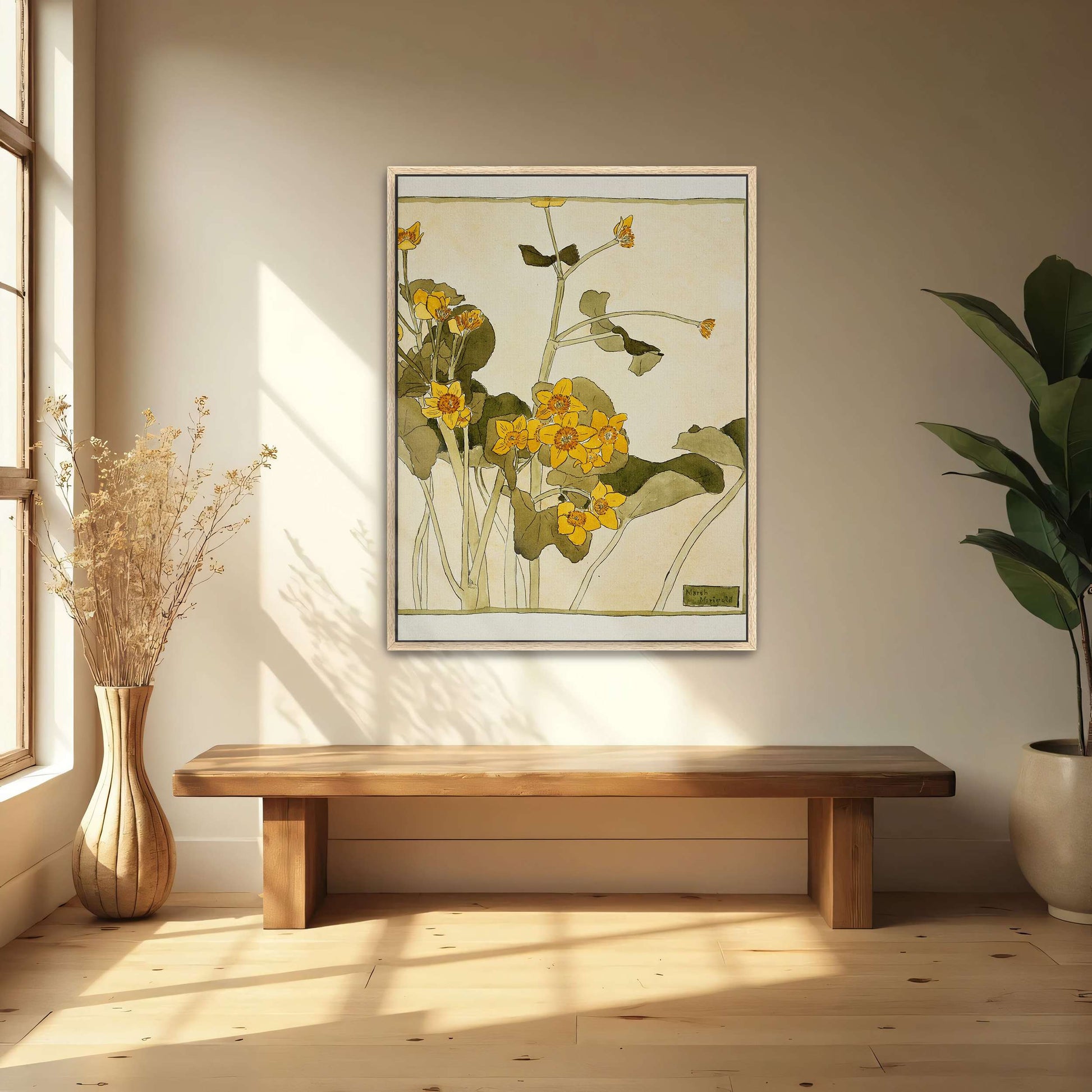 Marsh marigold botanical art by Hannah Borger Overbeck