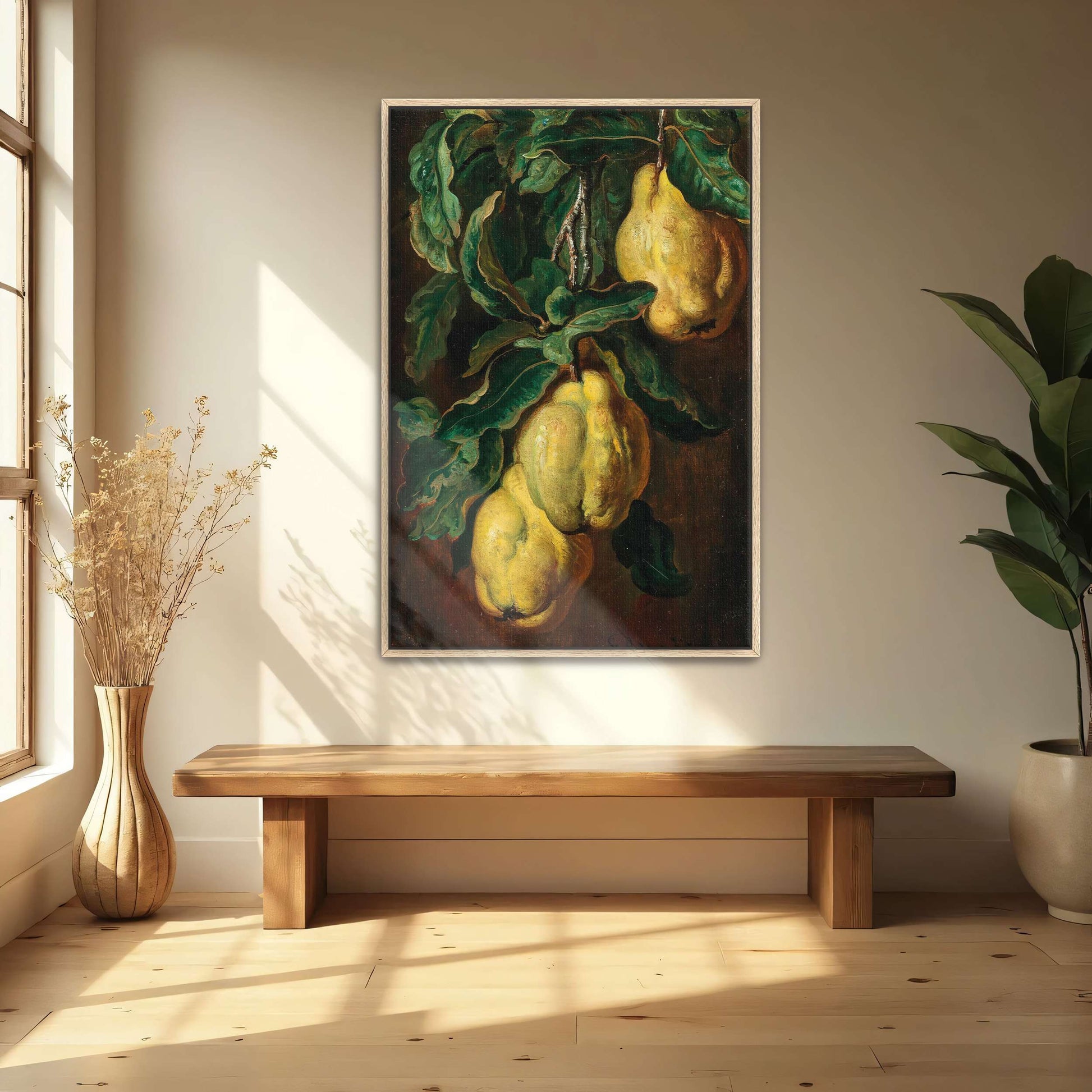 Still life painting of quinces by Ludwig Adam Kunz