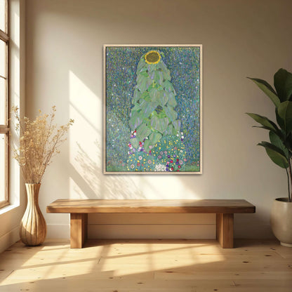 A single sunflower in a field of flowers by Gustav Klimt