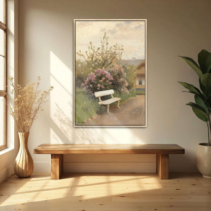 Garden Bench With Flowers In A Sunny Landscape By Jan Stanislawski