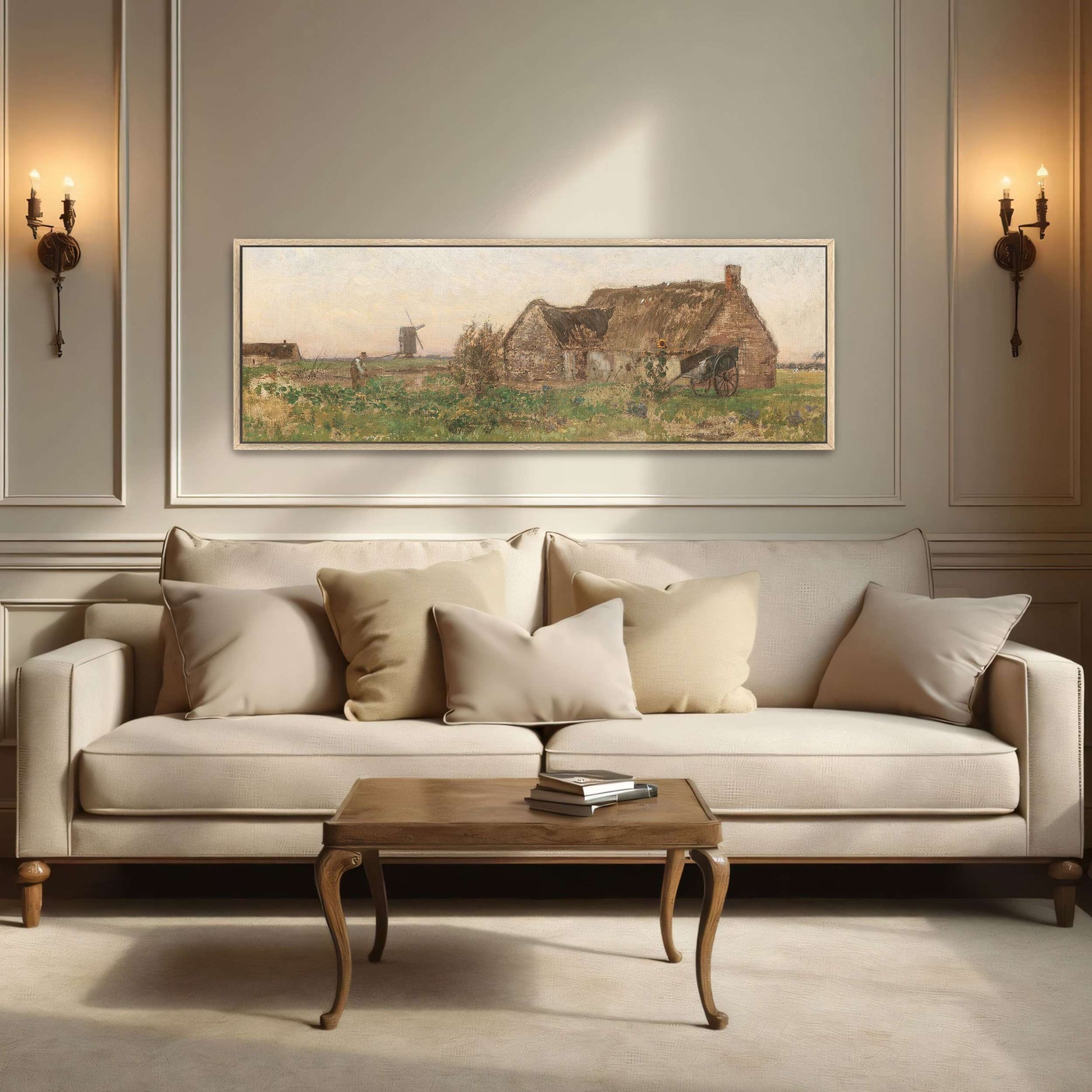 Rural scene with farmhouse, windmill by Eugen Jettel
