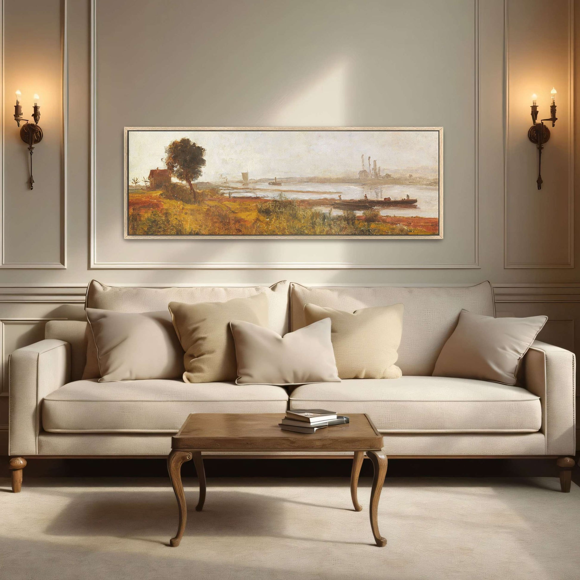 River Landscape with Boats and a House by Paul Baum