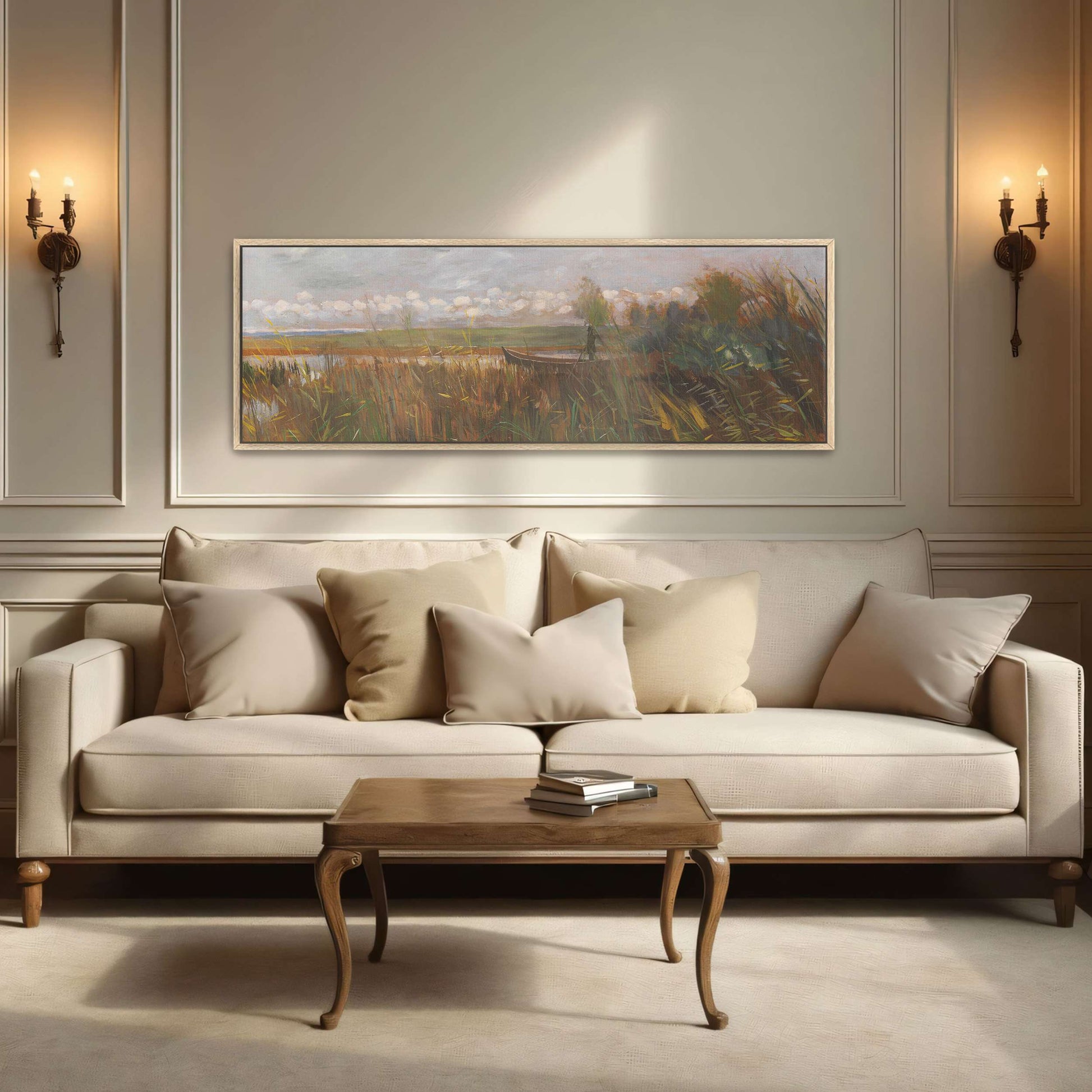 A boat in a marsh with reeds by Karl Hagemeister