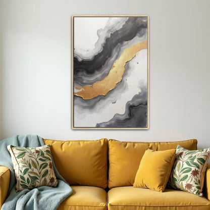 Abstract Gold And Grey Swirls By Yara Rabibzad