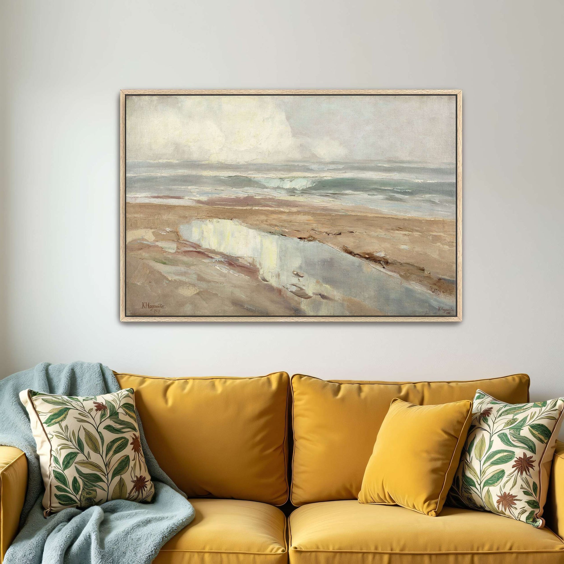 Seascape with a sandy beach by Karl Hagemeister