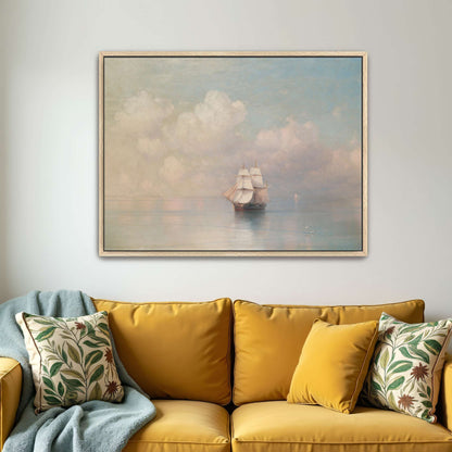Sailboat on Calm Sea with Clouds by Ivan Konstantinovich Aivazovsky