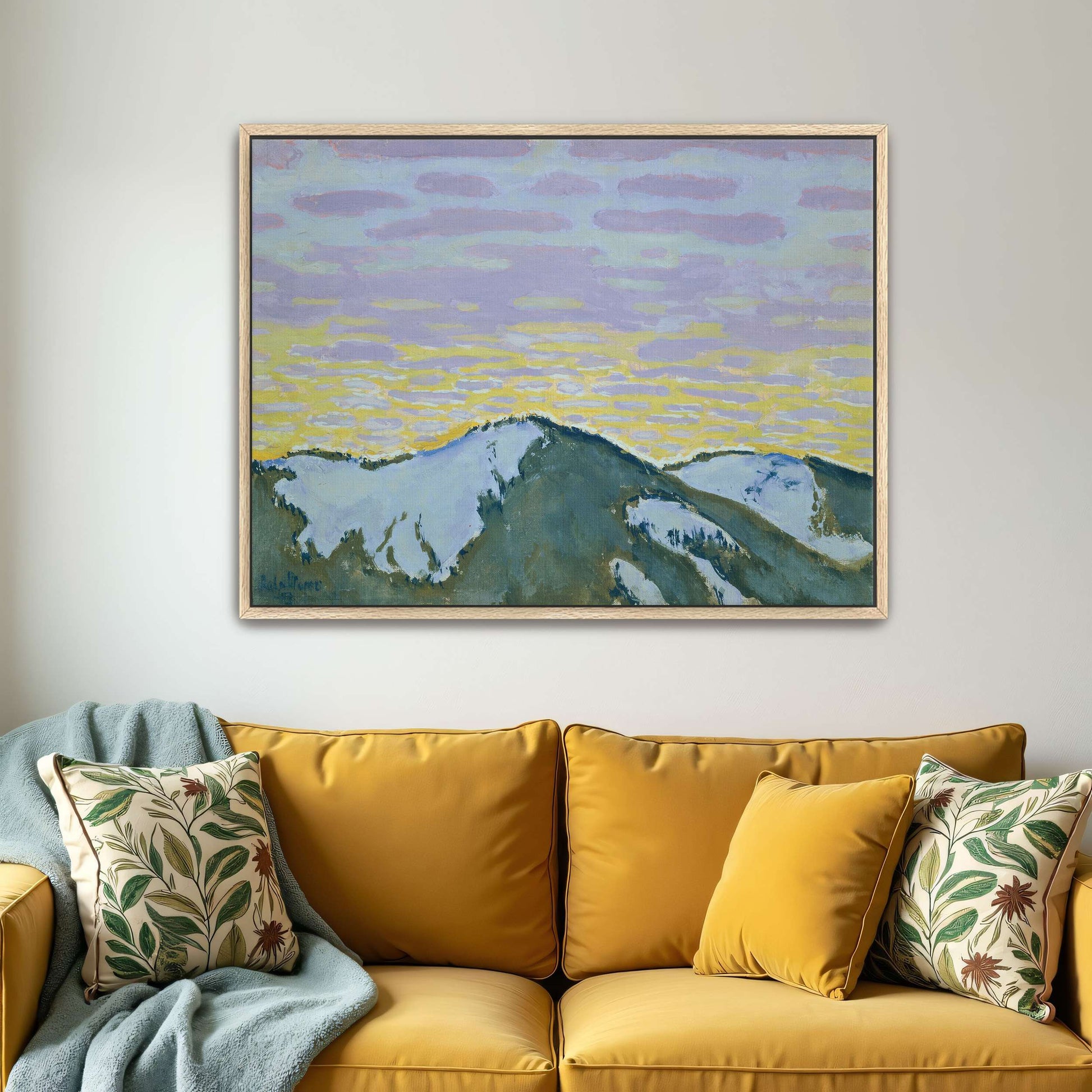 Snowy mountain peaks at dusk by Koloman Moser