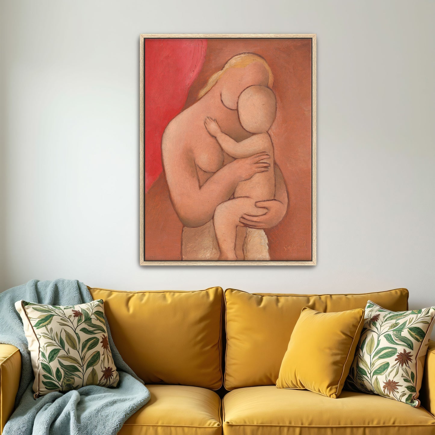 Mother And Child Embrace In Warm Hues By Mikuláš Galanda