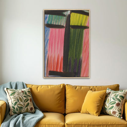 Abstract Portrait With Bold Colors And Vertical Lines By Alexej Von Jawlensky