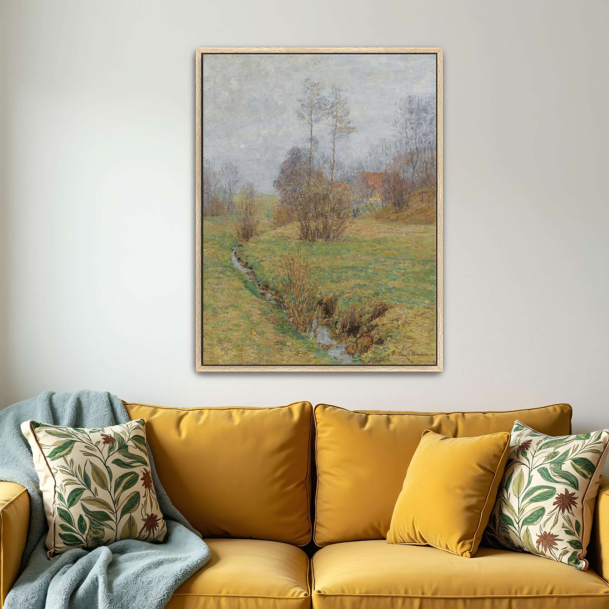 A stream flows through a grassy field by Paul Baum