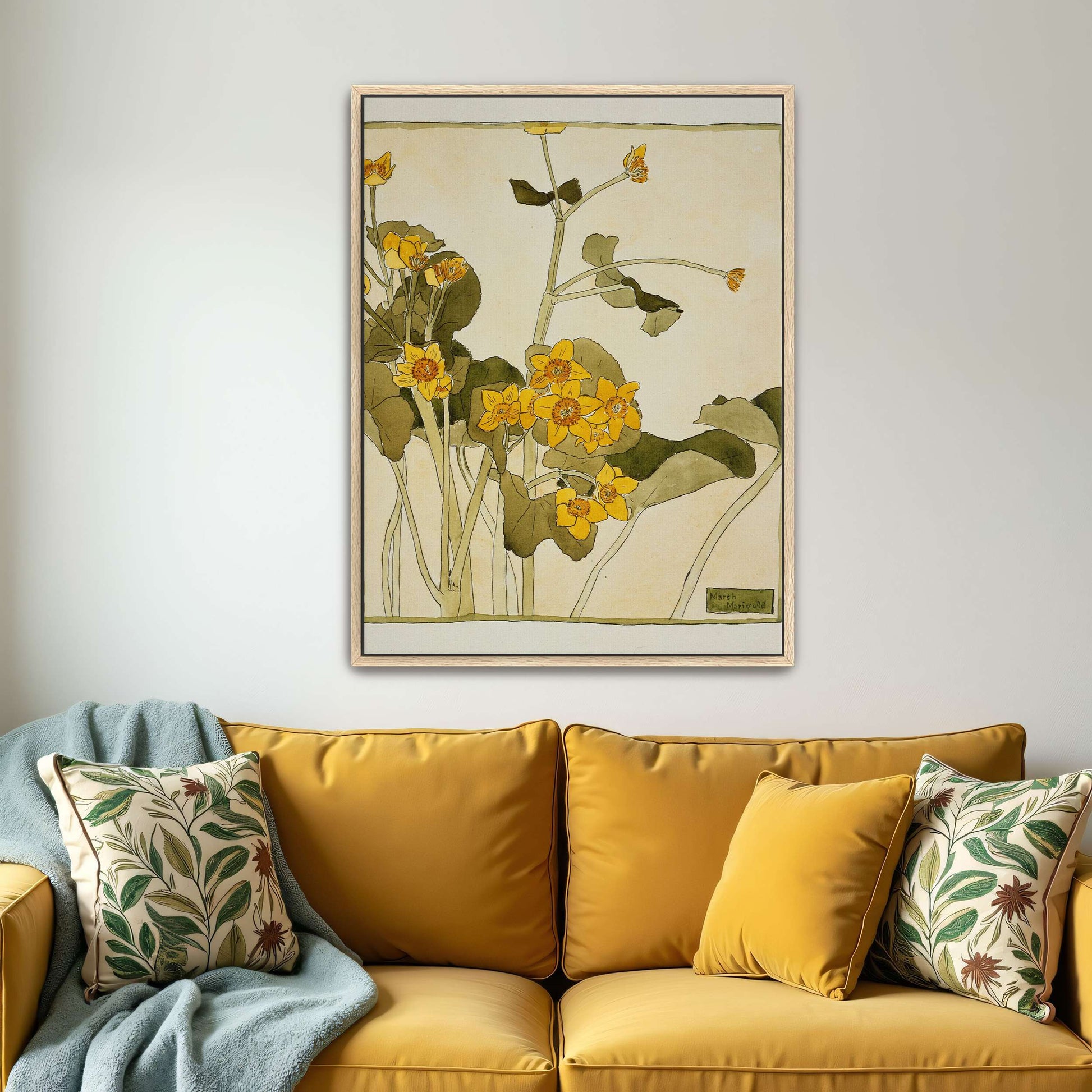 Marsh marigold botanical art by Hannah Borger Overbeck