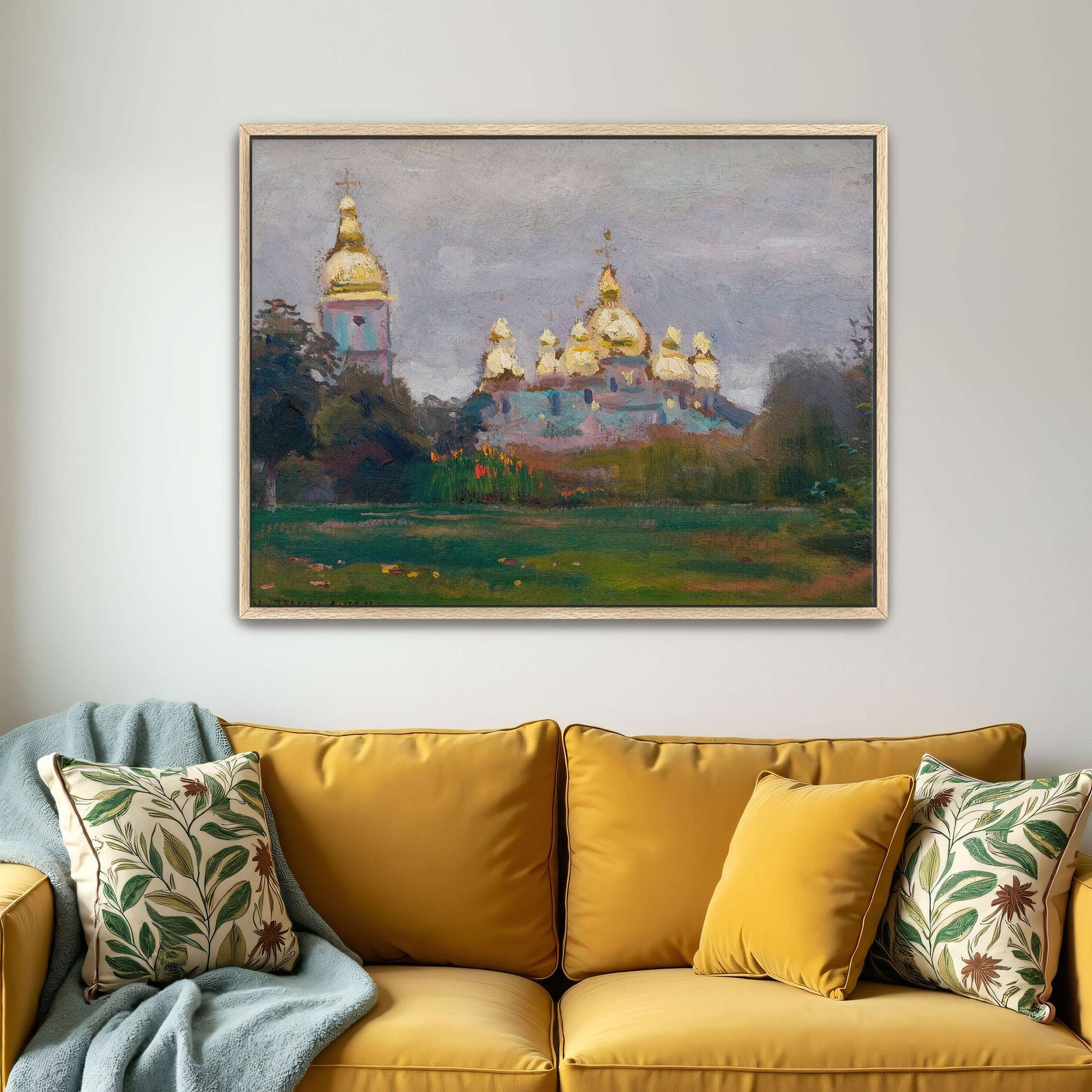 Church with Golden Domes in Landscape by Jan Stanislawski