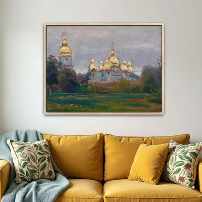 Church with Golden Domes in Landscape by Jan Stanislawski