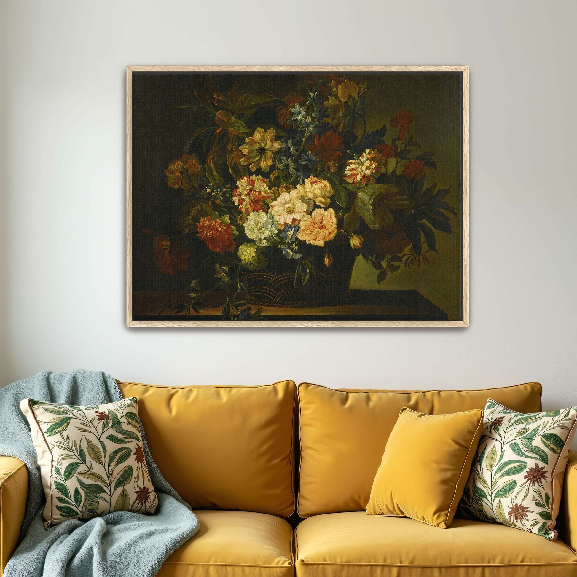 A basket of flowers on a table by Jean-Baptiste Monnoyer
