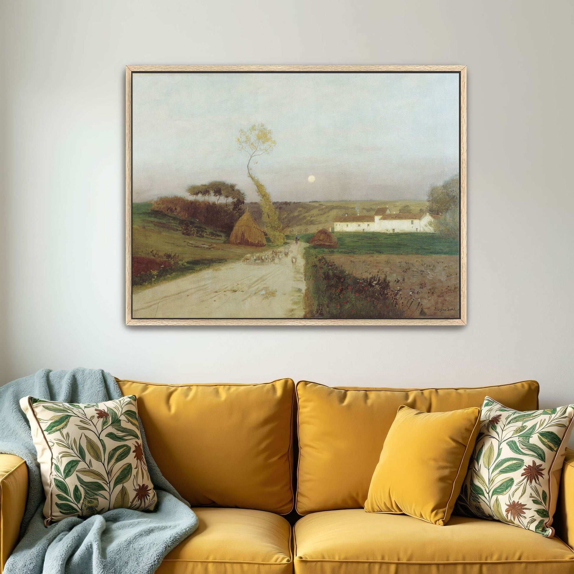 Countryside scene with moon and sheep by Eugen Jettel