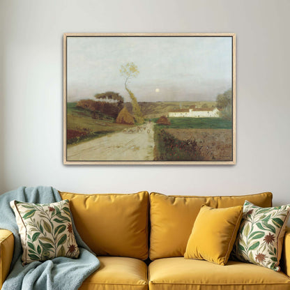 Countryside scene with moon and sheep by Eugen Jettel