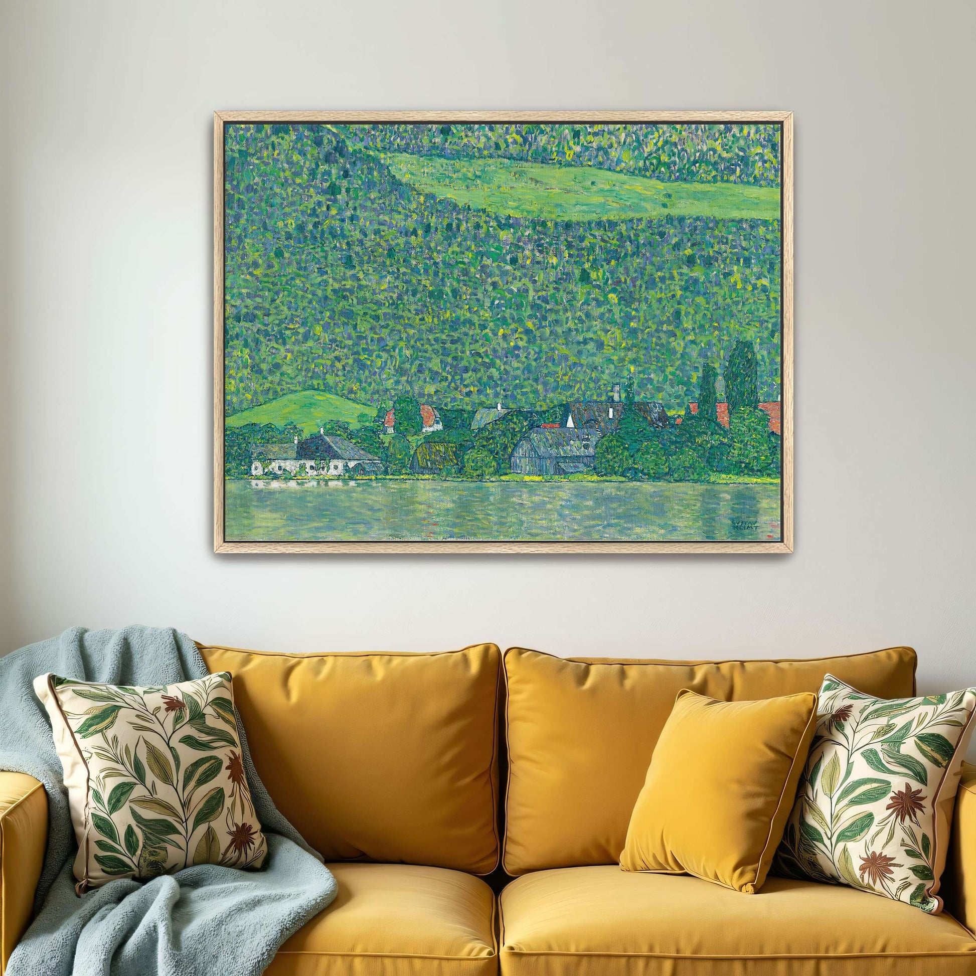 Village by a Lake with Green Hills by Gustav Klimt