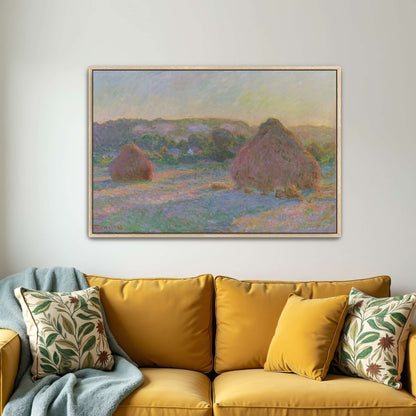 Haystacks In A Field At Sunset, Impressionist Landscape By Claude Monet