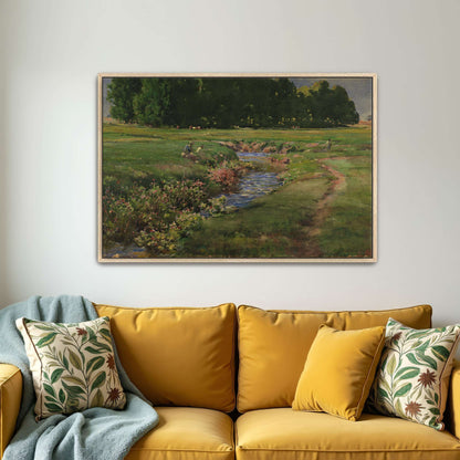 Stream flows through green field by William Henry Holmes