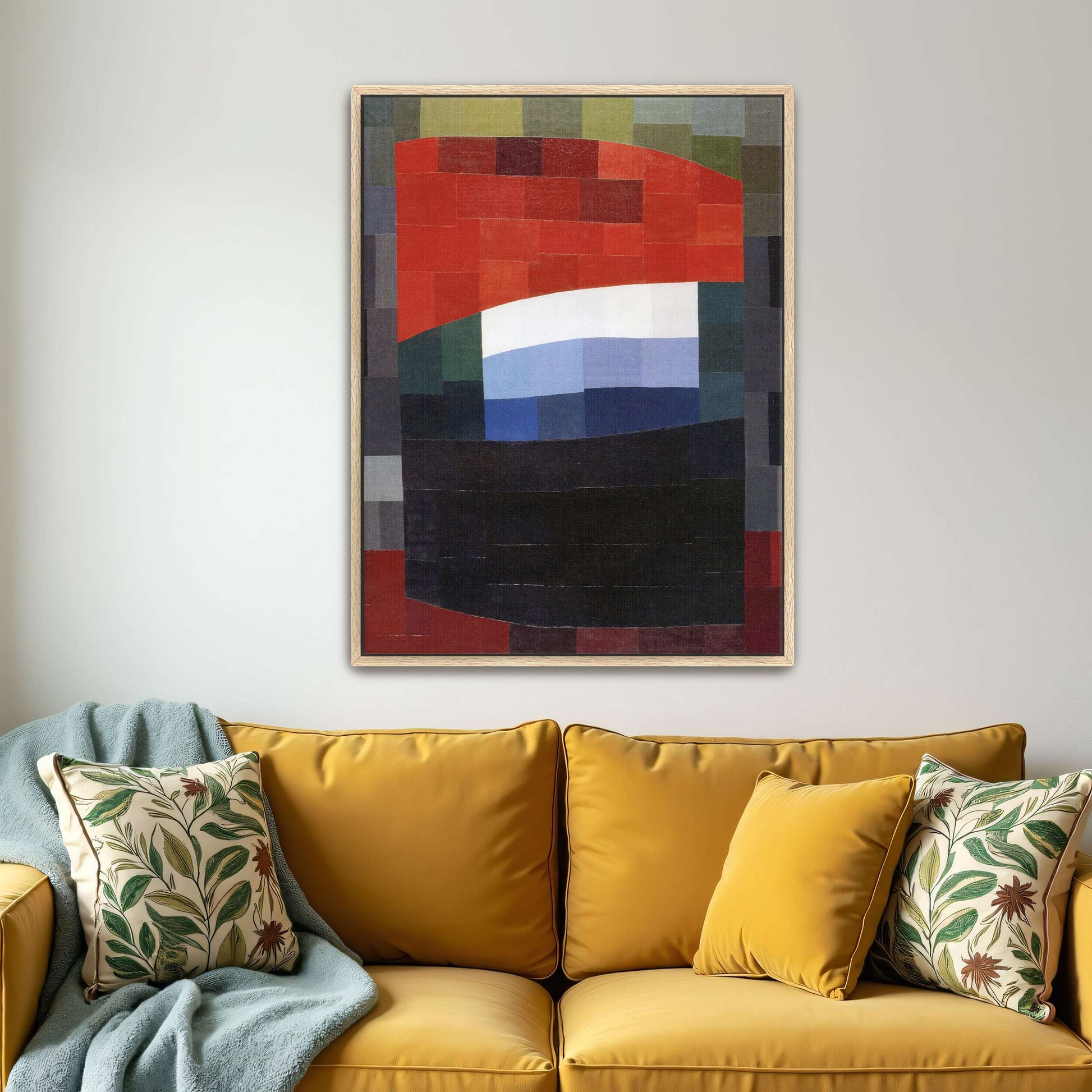 Abstract geometric art with red, white, and blue by Otto Freundlich