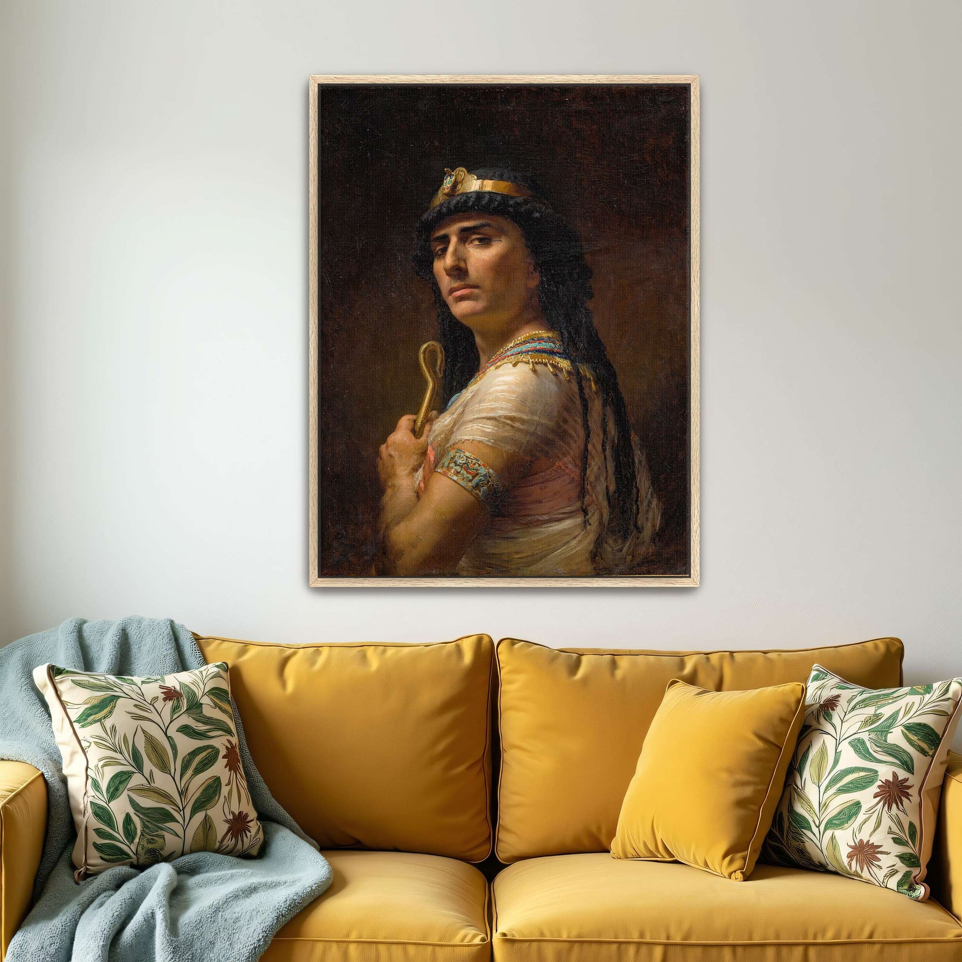 Egyptian Priestess holding a staff by Frederick Arthur Bridgman