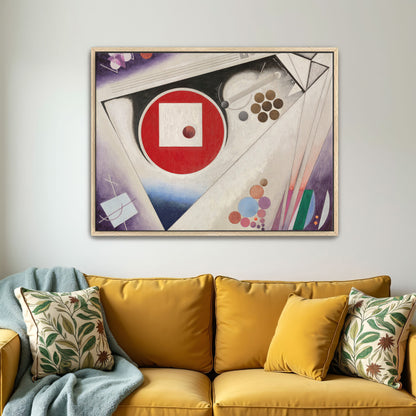 Abstract Geometric Composition With Red Circle And White Square By Rudolf Bauer