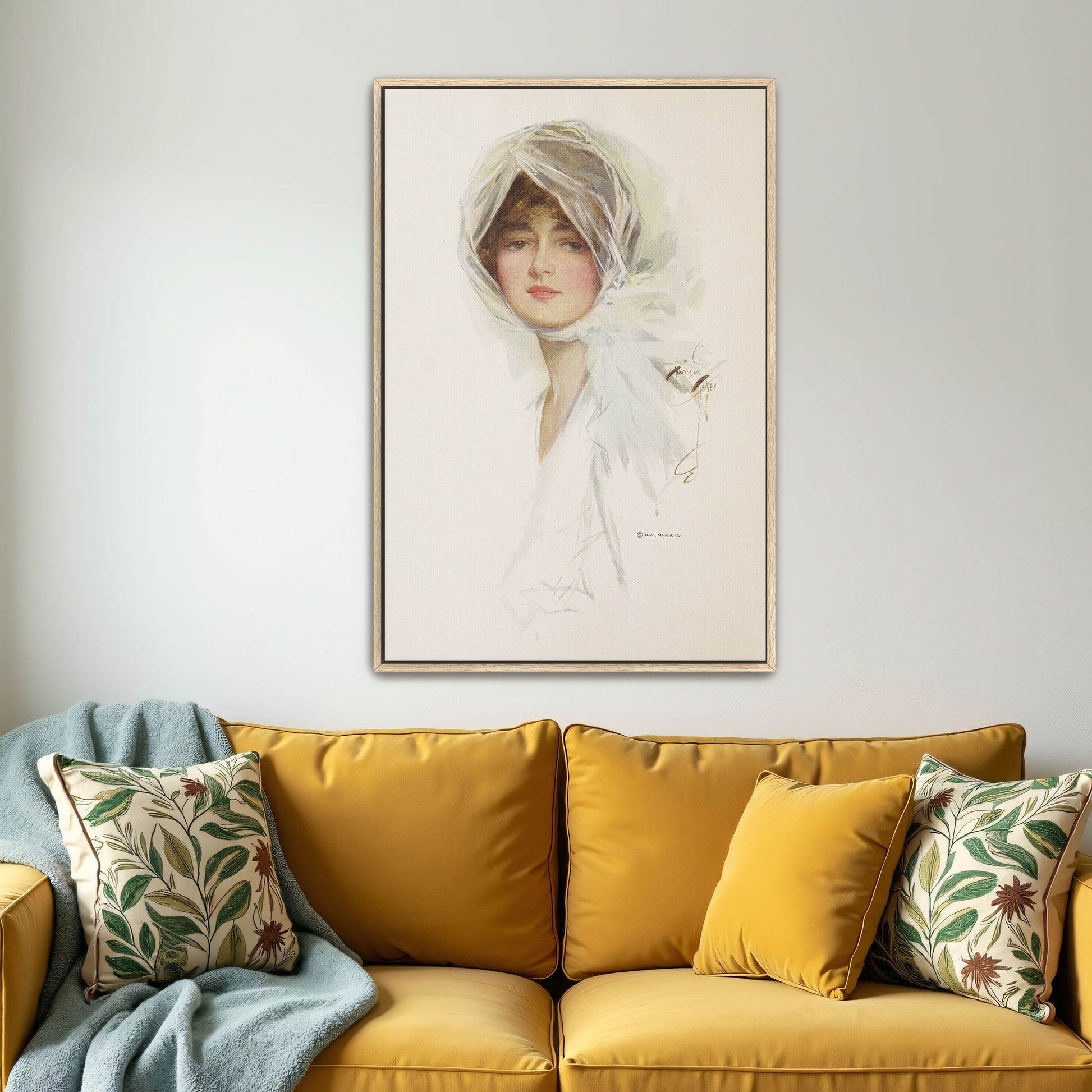 Woman In White Veil Portrait Soft Light By Harrison Fisher