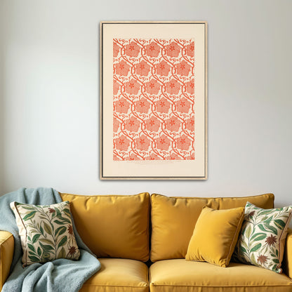 Orange Floral Pattern On White Background By Sydney Vacher