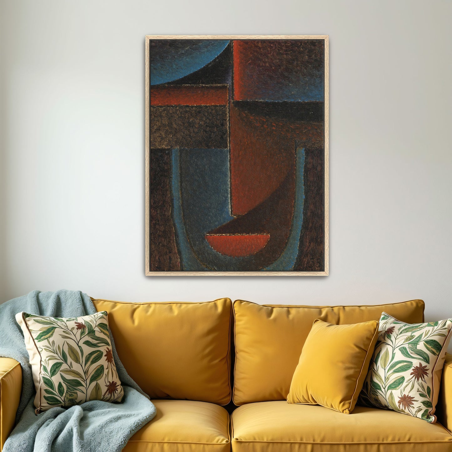 Geometric Abstract Composition With Blue And Red By Alexej Von Jawlensky