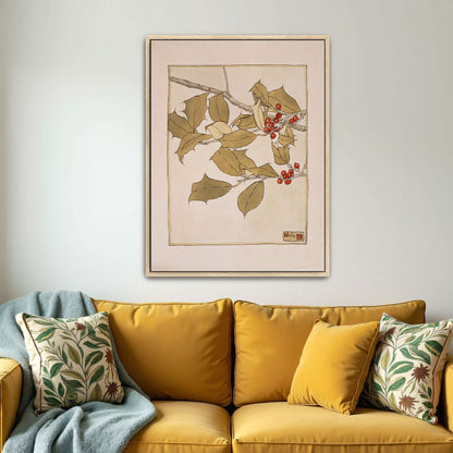 Holly branch with berries by Hannah Borger Overbeck