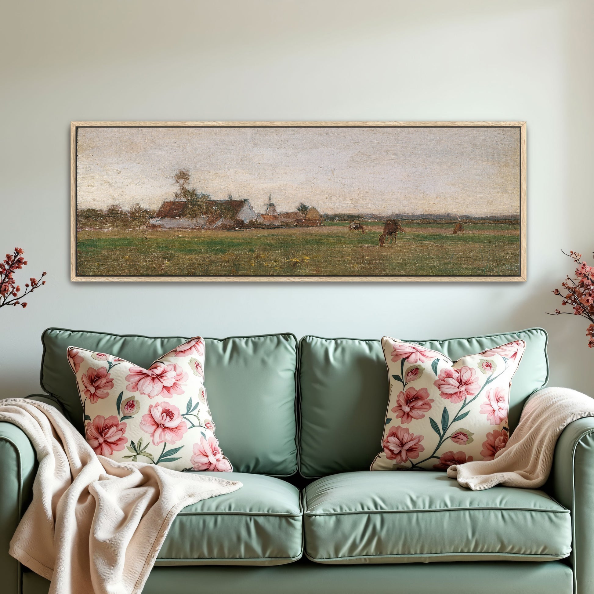 farmhouse in a field with a cloudy sky by Eugen Jettel