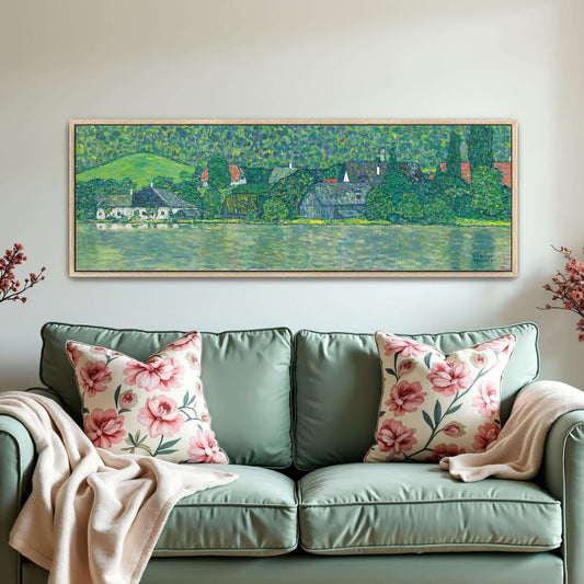 Village by a Lake with Green Hills by Gustav Klimt
