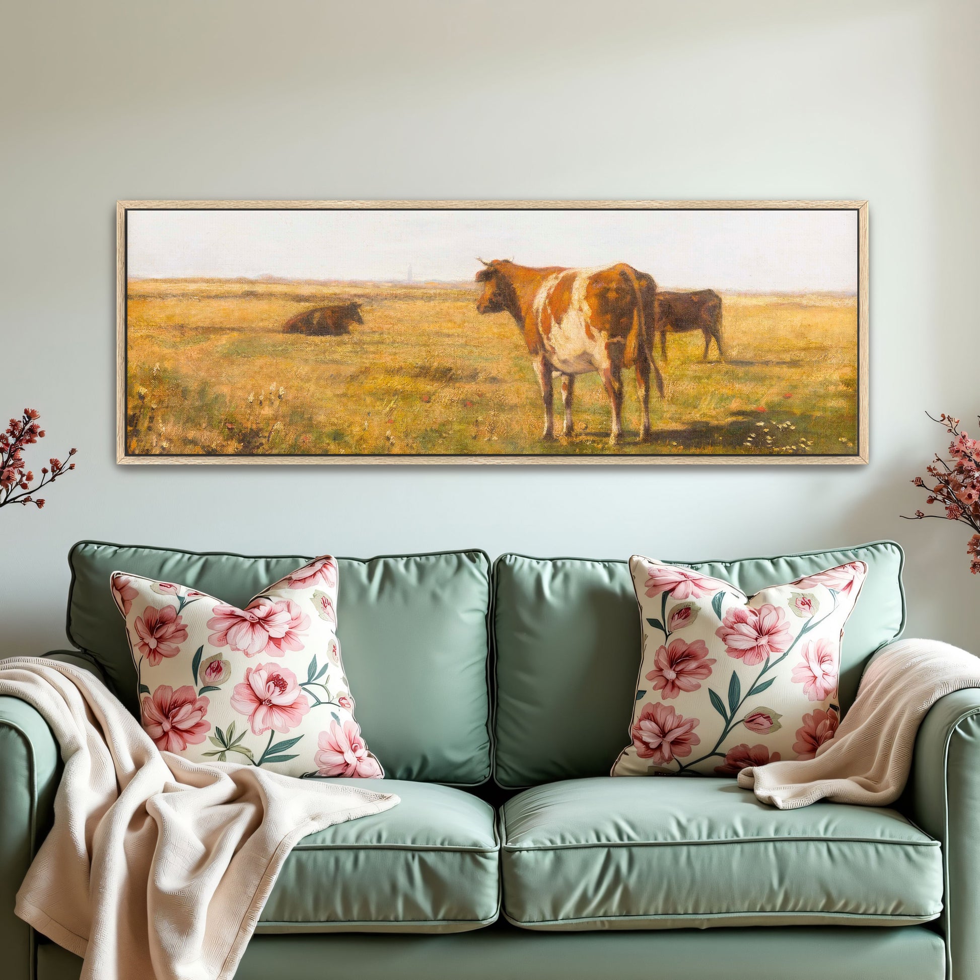 cows in a field, brown and white, rural landscape by Eugen Jettel