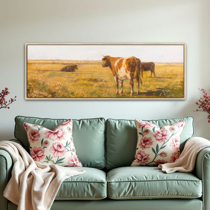 cows in a field, brown and white, rural landscape by Eugen Jettel