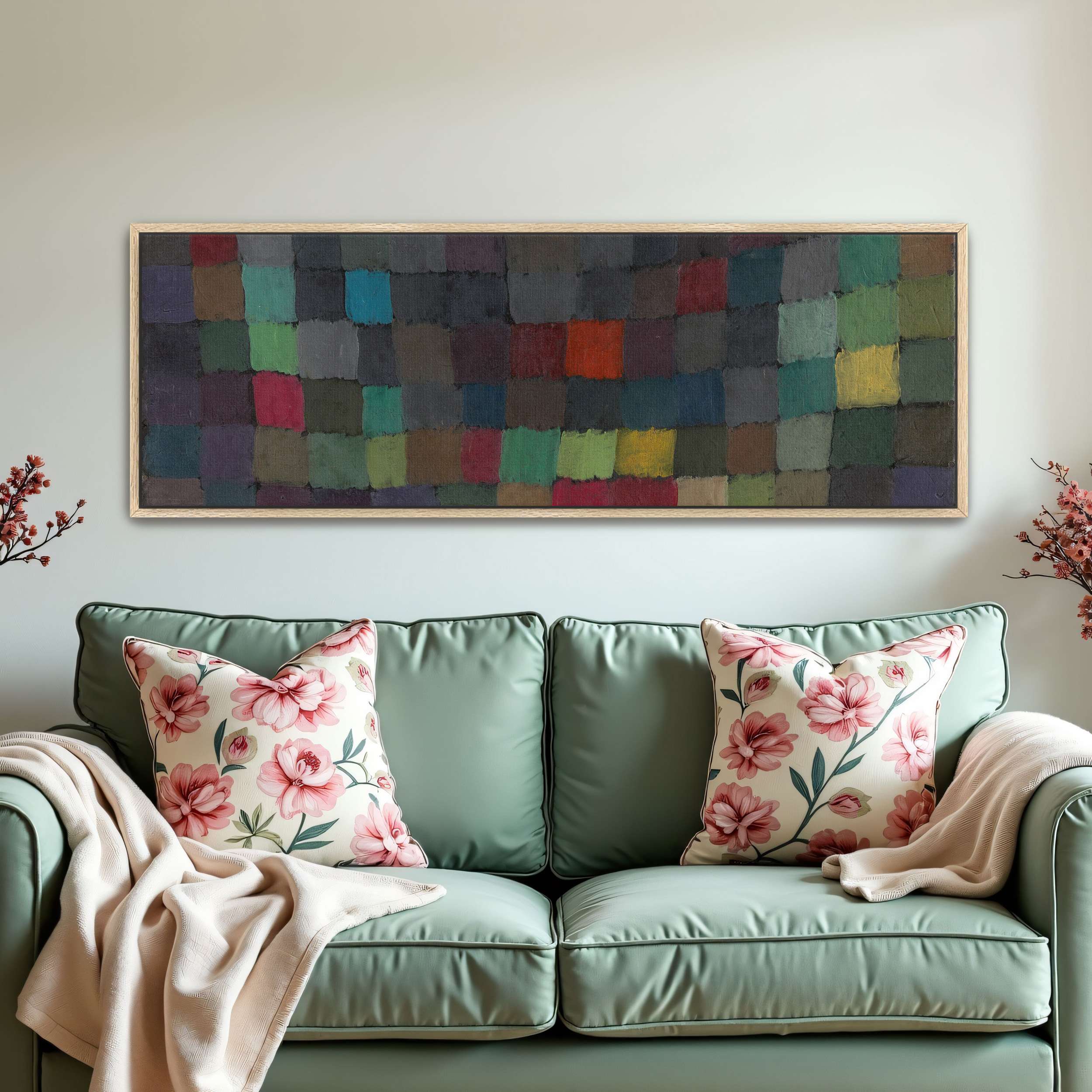 Abstract Geometric Grid Painting By Paul Klee, Panoramic Horizontal ...